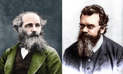**Left**: James Clerk Maxwell and **Right**: Ludwig Boltzmann.
